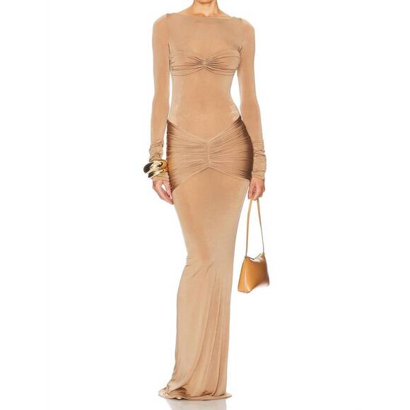 HELSA Dresses & Skirts - NEW HELSA josephine long sleeve maxi dress in truffle